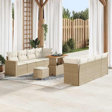 vidaXL Tuinbankenset 12 st 12-Aantal zitplaatsen Beige en, Verzenden, Nieuw, Rotan, 2 zitplaatsen