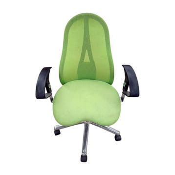 Bureaustoel, groen, stof, open rug, staal frame, gebruikt,, Ophalen of Verzenden, Gebruikt