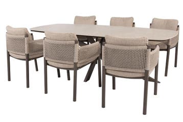 4SO Savanne/Prado 6-persoons Deens ovale tuinset 240x105 cm., Verzenden, Nieuw, Rvs, Tuinset
