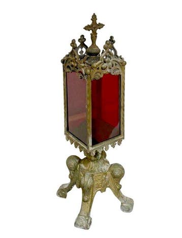 Reliquario - 51 cm - Antiek - brons / verguld messing, Glas
