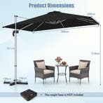 LIVSK Offset Parasol 300 x 300 cm - 360° Rotatie - 5 Verstel, Verzenden, Nieuw