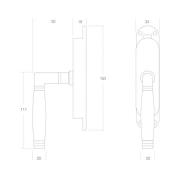 Intersteel raamespagnolet rechts Ton 222 - messing, Verzenden, Nieuw