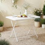Klaptafel Sande tuintafel metaal vierkant 71x110x70 cm wit [, Tuin en Terras, Tuintafels, Verzenden, Nieuw