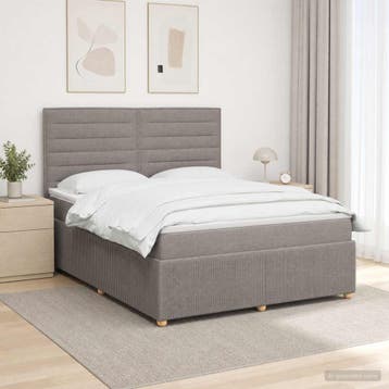 vidaXL Boxspringbed met matras met hoofdeinde Taupe 160 x, Verzenden, Nieuw, Tweepersoons