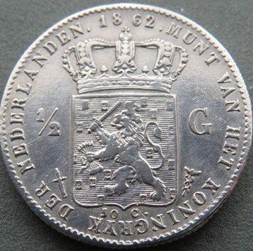 Nederland. Willem III. 1/2 Gulden 1862 (Zonder minimumprijs)