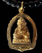 obsidiaan - boeddhistische halsketting - reliekhouder - God, Antiek en Kunst