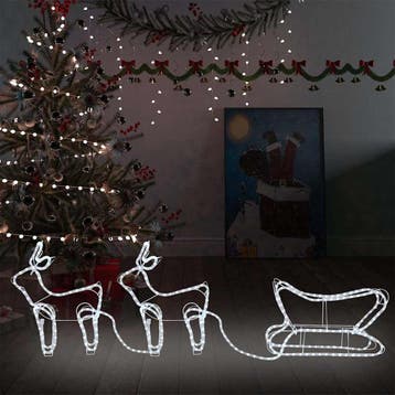vidaXL Buitenkerstversiering rendier en slee 576 LEDs, Verzenden, Nieuw