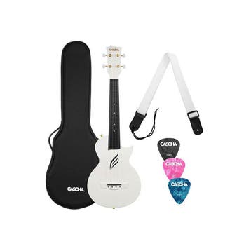 Cascha HH 2286 Witte Carbon Fiber concert ukulele met, Ophalen of Verzenden, Nieuw