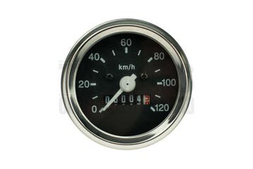 Kilometerteller 60mm 120 km/h chroom / zwart met licht aa..., Ophalen of Verzenden, Nieuw, DMP