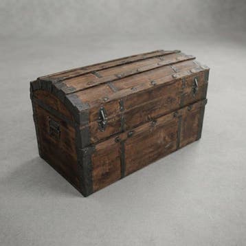 Opbergkoffer - Hout, Smeedijzer - Houten reiskist