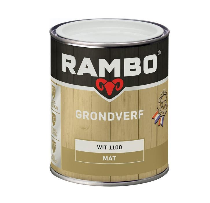 Rambo Grondverf Mat Wit Wit 2.25L, Doe-het-zelf en Verbouw, Verf, Beits en Lak, Verf, Wit, Nieuw, Minder dan 5 liter, Verzenden