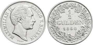 1/2 Gulden 1860 Bayern Maximilian Ii Joseph 1848-1864, Verzenden