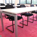 (MDK-101620) Kwadrant bureau 160 x 80 cm met aluminium frame, Huis en Inrichting, Bureaus, Ophalen of Verzenden, In hoogte verstelbaar