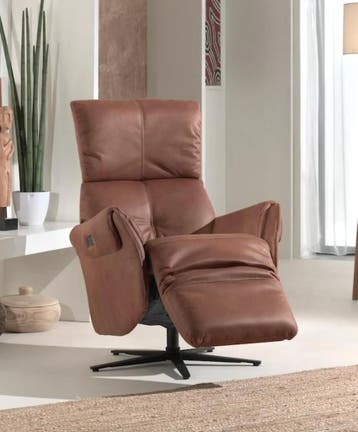 Relaxfauteuil Klaas Cognac, Ophalen of Verzenden, Nieuw