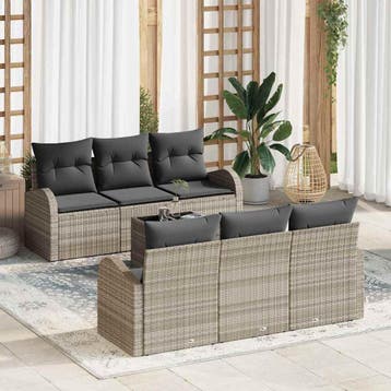 vidaXL Tuin Sofa Set 7 st 6-Aantal zitplaatsen, Verzenden, Nieuw, Rotan, 7 zitplaatsen