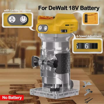 Accu Freesmachine voor Houtbewerking - Compatibel met DeWalt, Verzenden, Nieuw