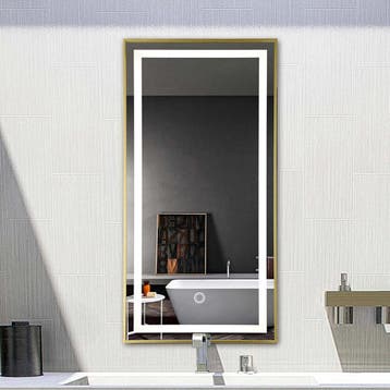 LED spiegel rechthoek met gouden frame - 600x1000mm, Huis en Inrichting, Woonaccessoires | Spiegels, Ophalen of Verzenden, Nieuw