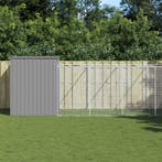 vidaXL Hondenhok met ren 214x1273x181 cm staal lichtgrijs, Dieren en Toebehoren, Verzenden, Nieuw