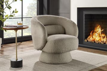 Design draaifauteuil BOSSA NOVA taupe bouclé - 43527, Ophalen of Verzenden, Nieuw