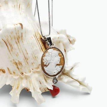 Koraal - Argento 925 - Cameo - Handgegraveerde camee