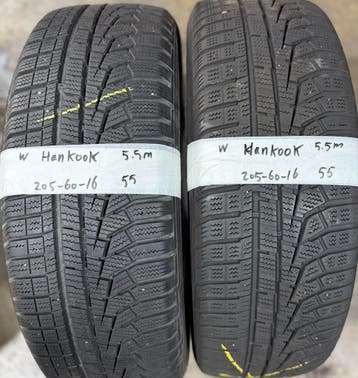 2x 205-60-16 Hankook Winter 2x 5.5mm €55 Per Band 205 60 16, Ophalen, Gebruikt, 16 inch, Band(en)