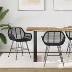vidaXL Eetkamerstoel 2 pcs Riet en IJzer Zwart 55 x 50 x 74, Huis en Inrichting, Stoelen, Verzenden, Nieuw, Zwart