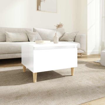 vidaXL Bijzettafel 50x46x35 cm bewerkt hout hoogglans wit, Verzenden, Nieuw, Minder dan 45 cm