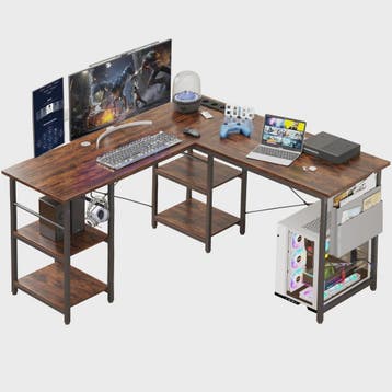 Industriële L-vormige Bureau 140/230cm met Opbergruimte en G, Verzenden, Nieuw