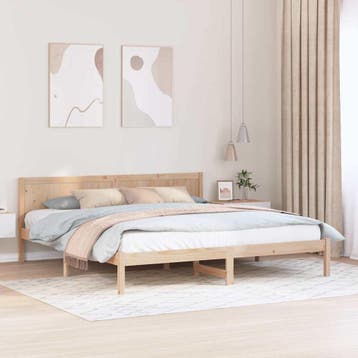 vidaXL Bedframe Bruin 200 x 200 cm Massief grenenhout, Bruin, Verzenden, Hout, Nieuw