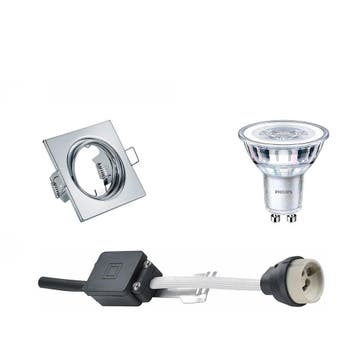 GU10 Inbouwspot Set - Glans Chroom - Inbouw Vierkant -, Ophalen of Verzenden, Nieuw, Overige fittingen, Plafondspot of Wandspot
