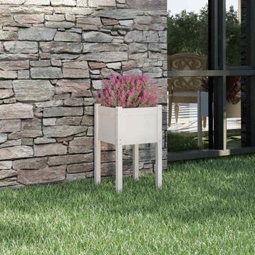vidaXL Plantenbak 40x40x70 cm massief grenenhout wit, Verzenden, Minder dan 60 cm, Nieuw, 60 cm of meer
