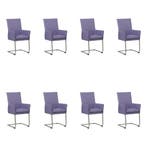 Set van 8 Leren eetkamerstoelen Rumor - Toledo Lila, Ophalen of Verzenden, Nieuw, Leer, Vijf, Zes of meer stoelen