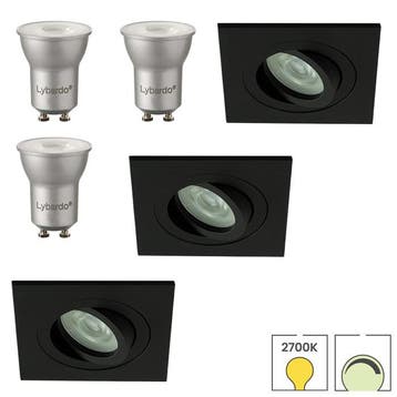 Set van 3 inbouwspots Vienna mini zwart + LED spots GU11, Verzenden, Nieuw, Overige typen