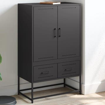 vidaXL buffetkast 68x39x111,5 cm staal zwart, Verzenden, 100 tot 150 cm, Nieuw, 50 tot 100 cm