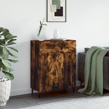 vidaXL Dressoir 69,5x34x90 cm bewerkt hout gerookt, Verzenden, Nieuw, Overige houtsoorten, Minder dan 50 cm
