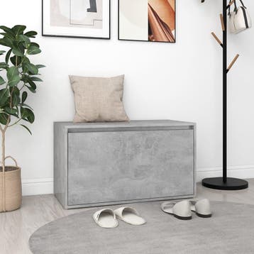 vidaXL Halbank 80x40x45 cm bewerkt hout betongrijs, Verzenden, Nieuw