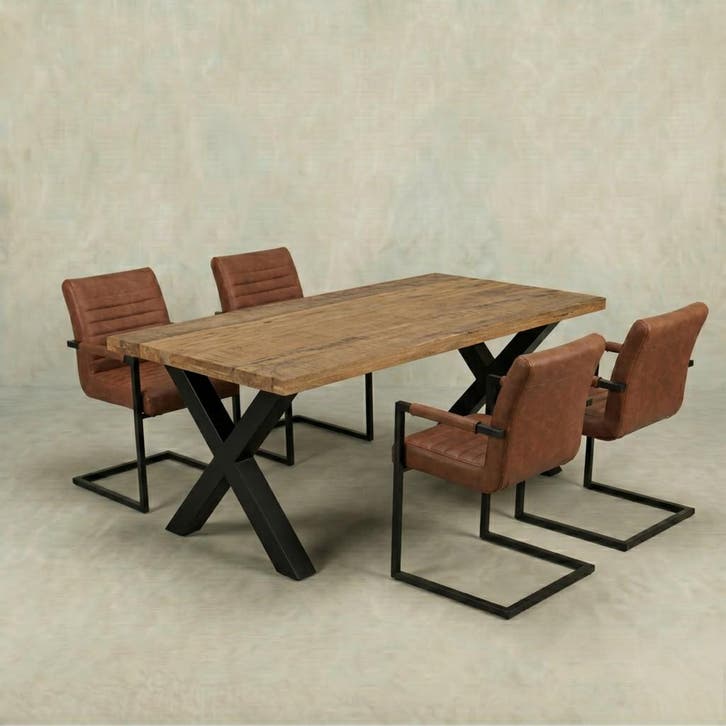 Mangohouten Eettafel Rechthoek Cedric 280x120 cm (6cm), Huis en Inrichting, Tafels | Eettafels, Nieuw, Overige houtsoorten, Rechthoekig