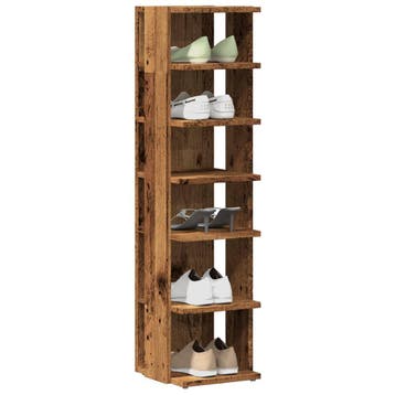 vidaXL Schoenenkasten 2 st 28x27x102 cm bewerkt hout oud, Verzenden, Nieuw
