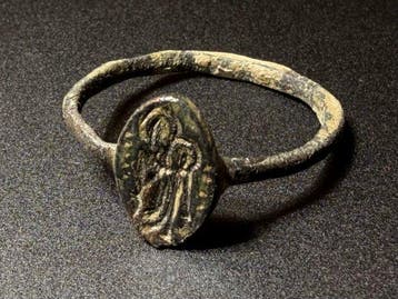 Middeleeuwen, kruisvaardersperiode Brons Symbolische zegel –, Antiek en Kunst