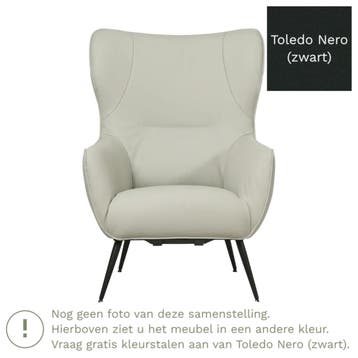 Leren fauteuil Flair - Toledo Nero (zwart), Huis en Inrichting, Eigentijds, Modern, Retro, Romantisch, Nieuw, Ophalen of Verzenden