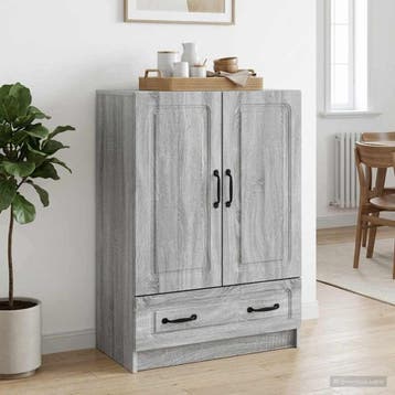 vidaXL Dressoir met lade Grijs sonoma 66 x 34,5 x 92 cm, Verzenden, Nieuw, Overige houtsoorten, Minder dan 50 cm