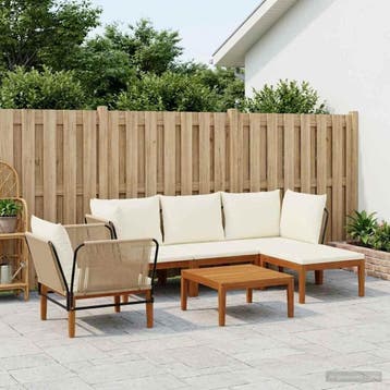 vidaXL 6 st Massief acaciahout & touw Naturel, Verzenden, Nieuw, 6 zitplaatsen