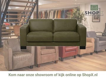 Leren bank Clear - 2,5 zits - Kenia Olive (olijf) - Poten, Bohemian, Eigentijds, Modern, Retro, Vintage, Nieuw, Ophalen of Verzenden
