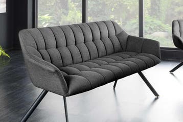 Eetkamerbank PAPILLON 165cm antraciet flatweave met, Huis en Inrichting, Banken | Bankstellen, Ophalen of Verzenden, Nieuw