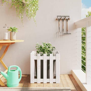 vidaXL Plantenbak met hekontwerp 50x50x50 cm massief, Tuin en Terras, Verzenden, Minder dan 60 cm, Nieuw, Hout