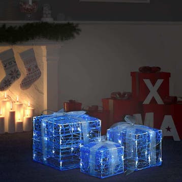 vidaXL Kerstverlichting geschenkdozen 3 st decoratief acryl, Diversen, Kerst, Verzenden, Nieuw