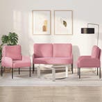 vidaXL Sofa-Sets met kussen 3 pcs Roze 115 x 56 x 80 cm, Huis en Inrichting, Banken | Bankstellen, Verzenden, Nieuw, Minder dan 150 cm