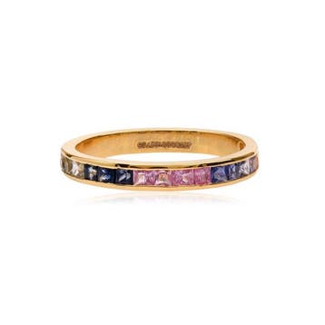 Eeuwigheidsring - 14 karaat Geel goud - 1.05ct. tw. Saffier