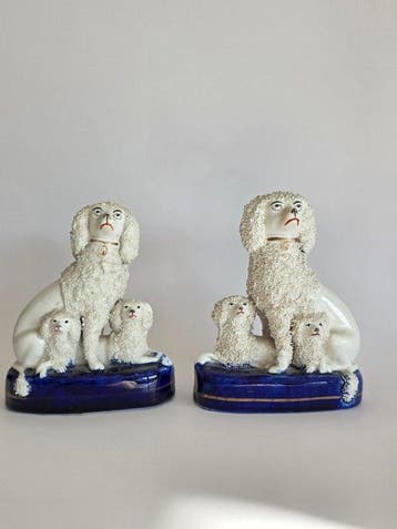Beeld, Staffordshire honden - 15 cm - Glazuur, Porselein
