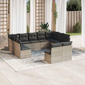 vidaXL 11-delige Loungeset met kussens poly rattan, Verzenden, Nieuw, Loungeset